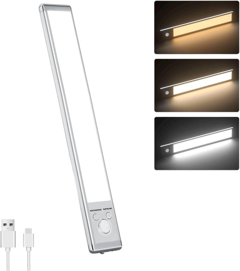 Motion Sensor Under Cabinet Lighting-Magnetic Rechargeable Closet Lights for Kitchen,Stairs,Wardrobe | 3-Color