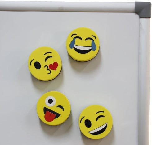 VIZ-PRO Magnetic Smiley Face Circular Whiteboard Eraser, 4 Pack of 2" Dry Erase Erasers