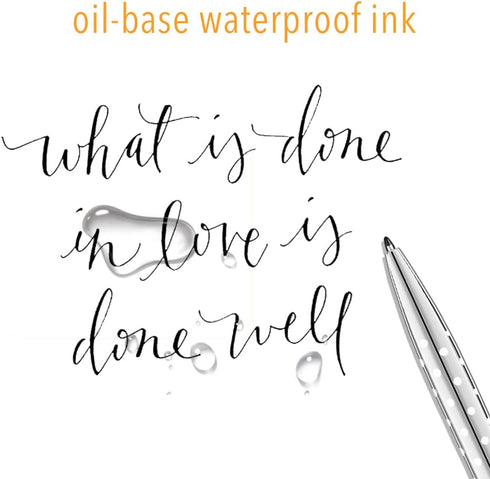 Unibene 6 Pack Cute Dot & Silver Click Ballpoint Pens - 1.0mm Medium Point Black Ink with 6 Stainless Steel Refills for