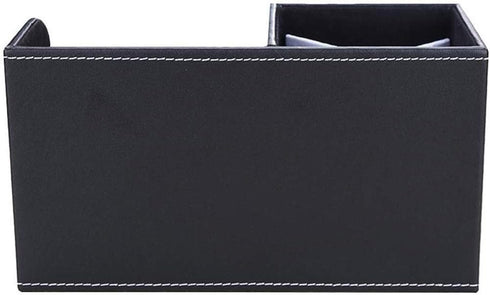 KINGFOM Black Desk Organizer Caddy, Pu Leather Multi-function Storage Box for Pen/Pencil, Cell Phone, Business Cards,