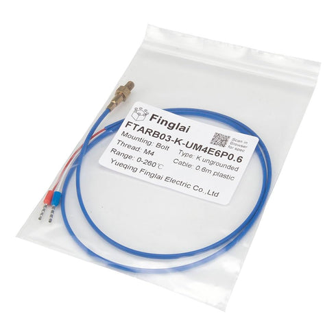Finglai FTARB03 M4 0.6m 3D K Type Bolt Head ungrounded Plastic Cable Printer thermocouple Screw Temperature Sensor