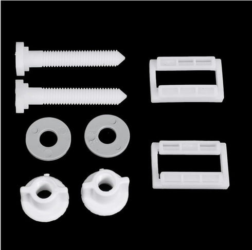 WNHNO 2Pcs White Plastic Toilet Seat Screws and Nuts with Washers, Universal Hinges Toilet lid Fastener Parts Kit