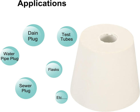 MECCANIXITY Rubber Tapered Plug, 25mm to 33mm with Hole, Test Tubes Bungs Stopper, White, 3 Pieces