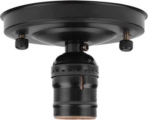 E26 E27 Pocreation Vintage Industrial Ceiling Light Fixture, Black Pendant Lamp Socket Holder, Retro Hanging or Wall