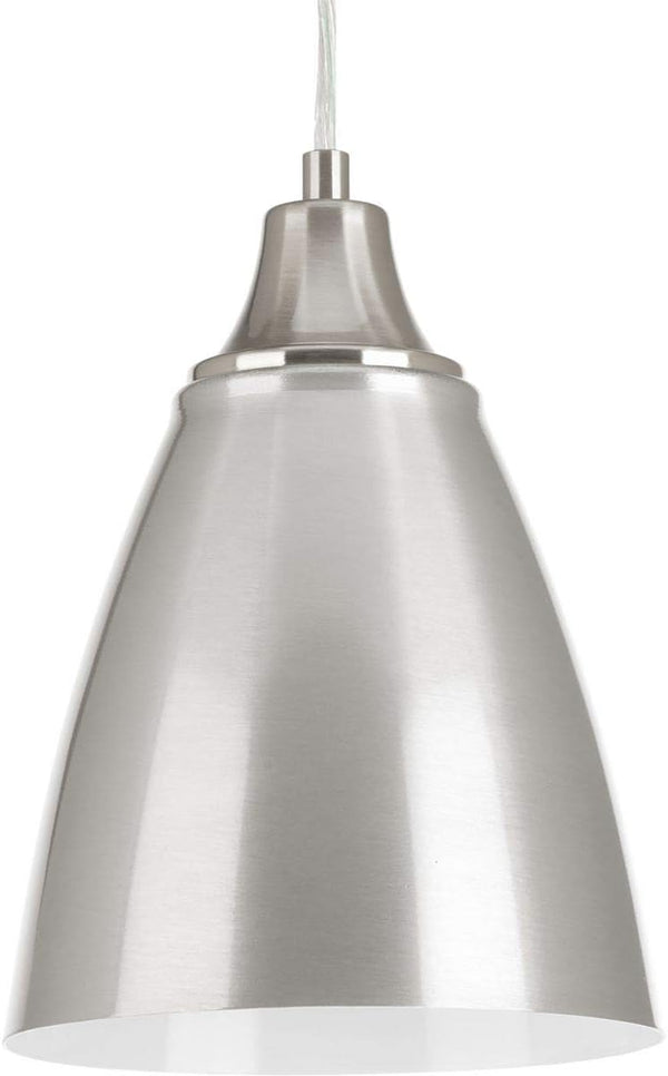 Pure LED Collection 1-Light Satin Aluminum/Silver Metal Shade Coastal Pendant Light Brushed