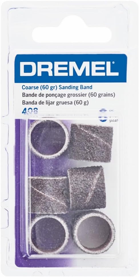 408 1/2-Inch 6 Pack, Dremel Sander Bands, Coarse, Rotary Tool Accessory