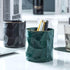 Ceramic Irregular Round Pen Holder for Desk, Cute Stand Gold Line Pencil Cup Pot Organizer for Girls Makeup