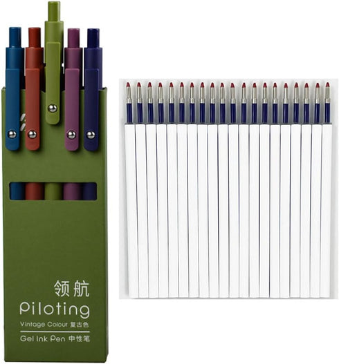 sencoo 25 Pack Blue Gel Pens, Retractable Roller Ball Pens 0.5mm, Cute Student School Office Gift Pens (Style 2)