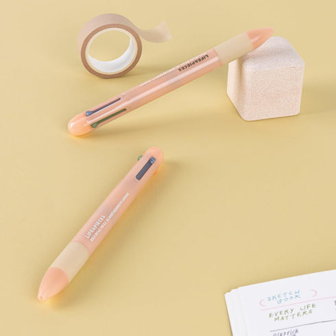Korea Life&Pieces 0.4 mm 4 Color Quick Dry Gel Pen Made in Korea (1 Pcs 4 Colors Ball Pen, APRICOT)