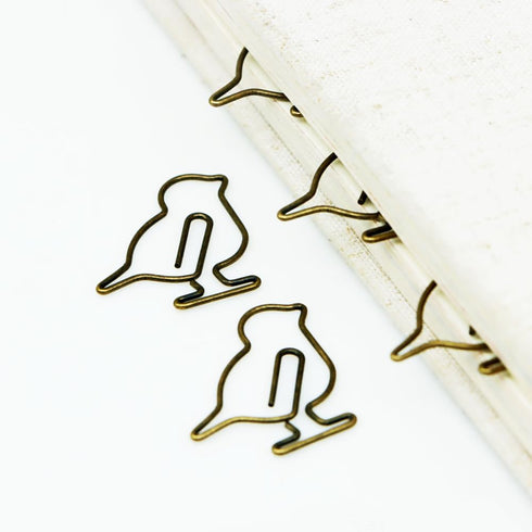 Funny Cute Bird Paperclips, 50pcs Creative Decorative Bookmark, Gold for Home, School, and Office Use