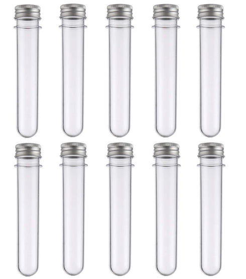 10 Pack 40ml Clear Plastic Test Tubes with Screw Caps, Multi-Purpose Vials for Scientific Experiments, Party, Candy