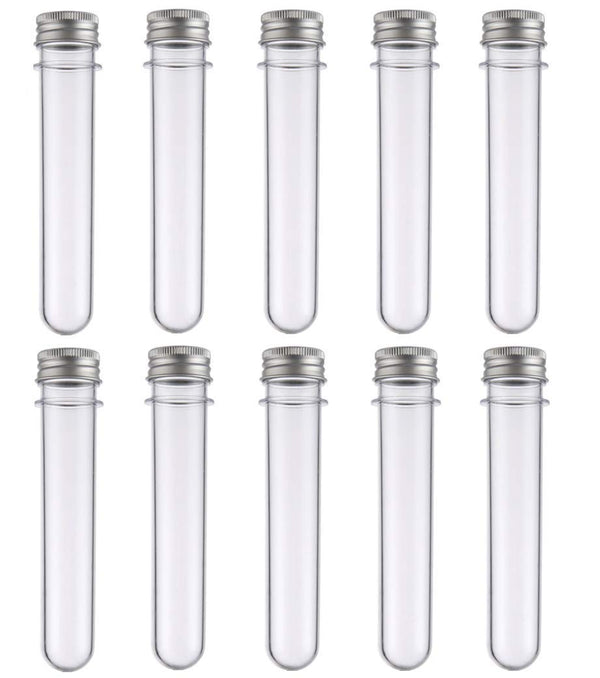 10 Pack 40ml Clear Plastic Test Tubes with Screw Caps, Multi-Purpose Vials for Scientific Experiments, Party, Candy