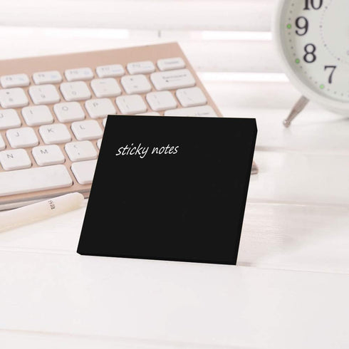 Black Sticky Notes, 3"×3", 6 Pads, Self-Stick Notes, 100 Sheets/Pad, Total 600 Sheets