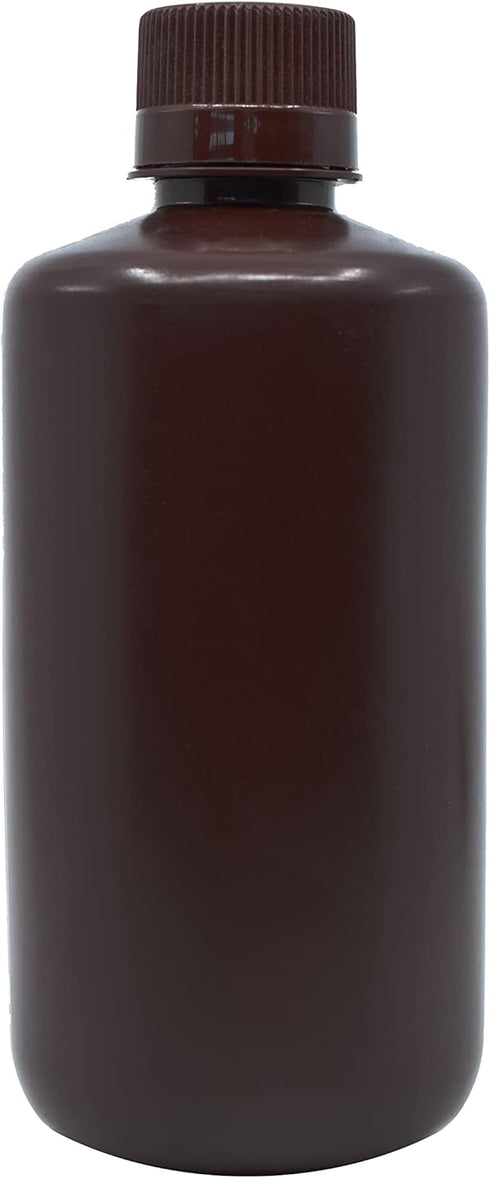 EISCO Amber Reagent Bottle, 500mL Narrow Mouth with Screw Cap, HDPE
