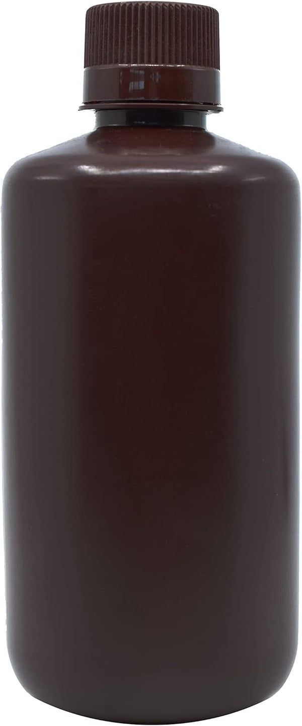 EISCO Amber Reagent Bottle, 500mL Narrow Mouth with Screw Cap, HDPE