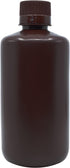 EISCO Amber Reagent Bottle, 500mL Narrow Mouth with Screw Cap, HDPE