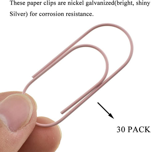 HAHIYO 30 Pack Pink Wide Paper Clips, 2 inches Vinyl Coated for Bookmarking and Organizing Home Office