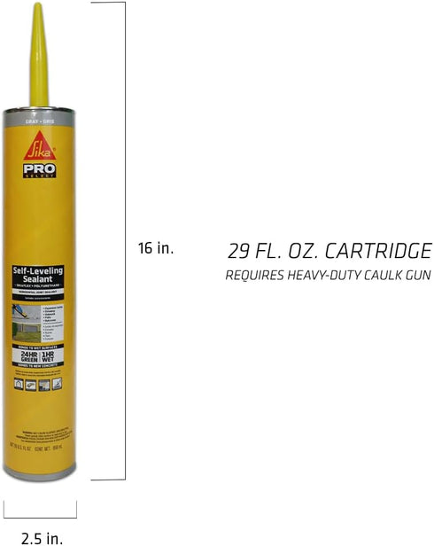 Sikaflex Self Leveling Sealant, Gray, polyurethane with an accelerated curing capacity for sealing horizontal expansion joints in concrete, 29 fl. oz Cartridge by SIKA