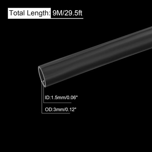 uxcell Silicone Tube 1.5mm ID X 3mm OD 29.5' Flexible Silicone Rubber Tubing Water Air Hose Pipe Translucent for Pump Transfer