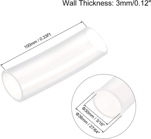 uxcell Pure Silicone Tubing 32mm ID,38mm OD Water Air Pump Pipe, 4Pcs 0.33 Ft Transparent Silicone Hose Tubing for Household, Industry, Drinking Water
