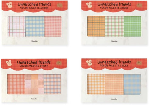 Monolike Color Palette Sticky: Unmatched Friends A SET 4p, Self-Adhesive Memo Pad, 30 Sheets