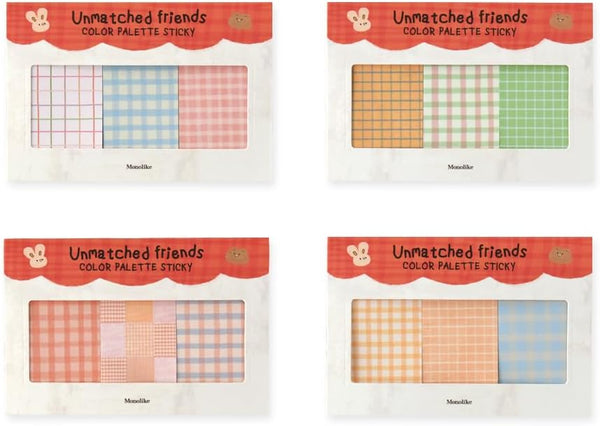 Monolike Color Palette Sticky: Unmatched Friends A SET 4p, Self-Adhesive Memo Pad, 30 Sheets