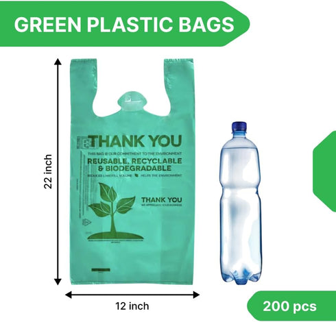 Lakesstory Eco-Friendly Compostable T-Shirt Bags - Green