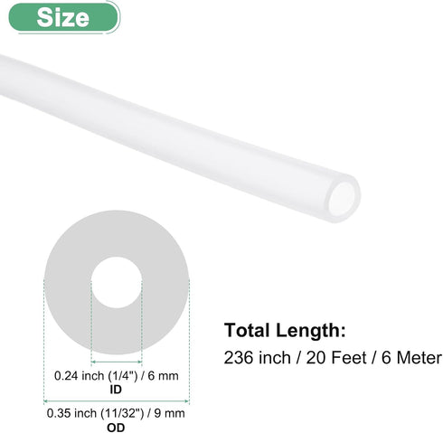 1/4"(6mm) 11/32"(9mm) 20ft(6M) M METERXITY Silicone Tubing, ID x OD Silicone Rubber Vacuum Tube, High Temp Water Air