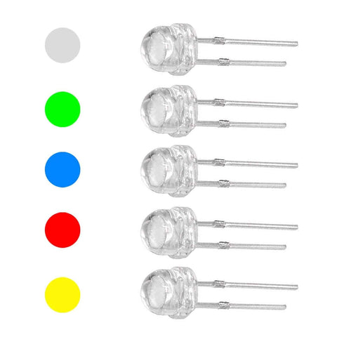 50Pcs F5 5Mm Straw Hat Led Kits, Led Kit Super Bright, White Green Straw Hat Led Kits, Super Bright Led Hat Lamp, Super