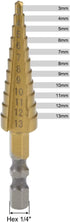 uxcell HSS Step Drill Bit 3mm to 13mm, 11 Sizes Titanium Coated for Metal Wood Plastic
