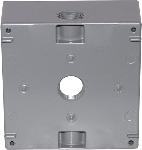 Sigma Electric 14350 Outlet Box, 4-1/2" Hx4-1/2 Wx2-1/10 D, Al 2 Gang, Gray