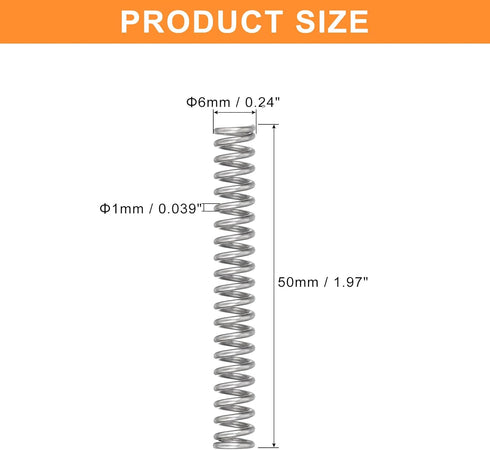 uxcell 5Pcs Compression Spring, 0.039" Wire Diameter, 0.24" OD, 1.97" Free Length, 304 Stainless Steel