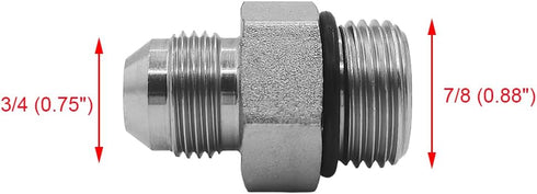 (2-PACK) 6400-08-10-O Hydraulic Hose Adapter Fitting 1/2" Male JIC 37° Flare (3/4"-16UNF) × 5/8" Male O-Ring Boss (7/8"-14UNF) SAE Straight Pipe Joints Tube Connector Carbon Steel by BEITERSTOE