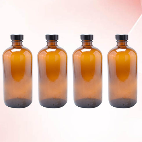 4pcs KICHOUSE Round Glass Bottles Cap Reusable Glass Bottles for Candle Jars Mouthwash Dispenser