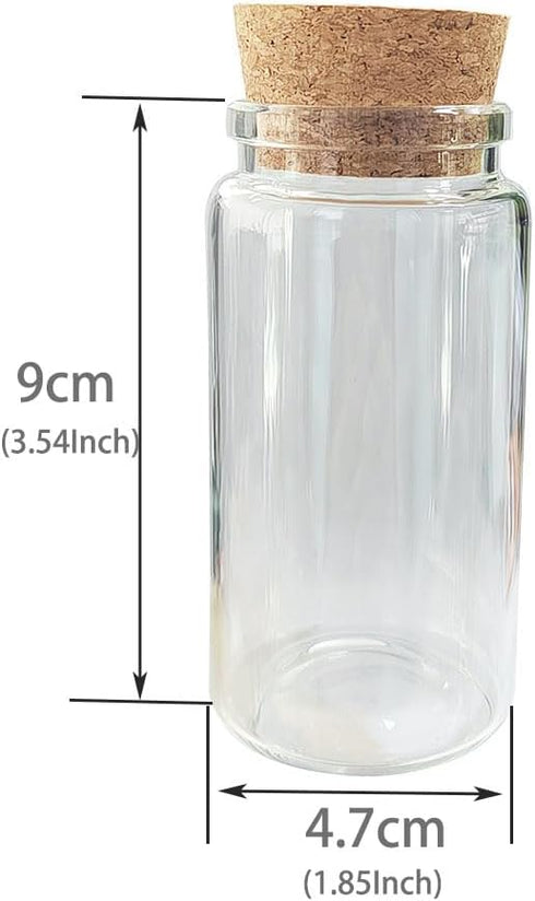 2pcs Empty Clear Glass Bottles, Vials with Cork Stopper, 47mm Bottle Diameter (47x90x33mm 100ml)