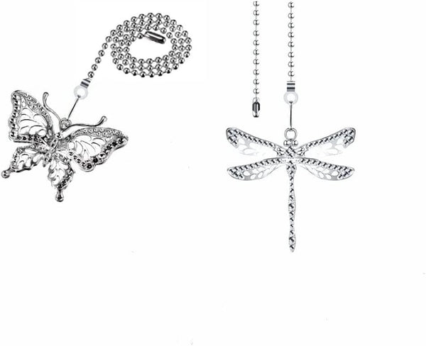 Silver Ceiling Fan Pull Chain Set,Decorative Fan Pull Chain Pendant Extension,12 Inches