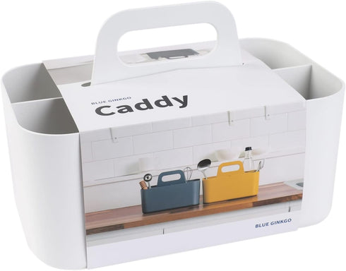 BLUE GINKGO Stackable Plastic Caddy Organizer with Handle - Multipurpose Desk, Makeup, Dorm, Classroom Art Organizers