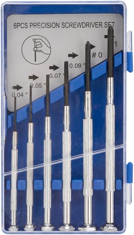 Edward Tools 6 Piece Precision Screwdriver Set with Case - Small Screwdrivers for Electronics, Glasses, Toys, Watches,