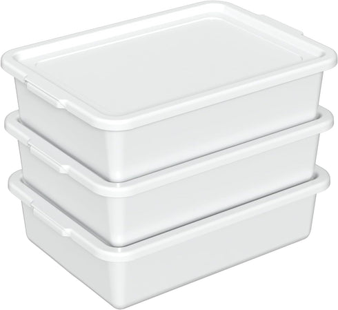 Loiycg 3 Pack Food Service Bus Tubs with Lids, 13 L Plastic Meat