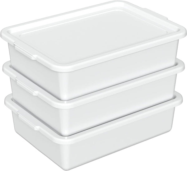 Loiycg 3 Pack Food Service Bus Tubs with Lids, 13 L Plastic Meat