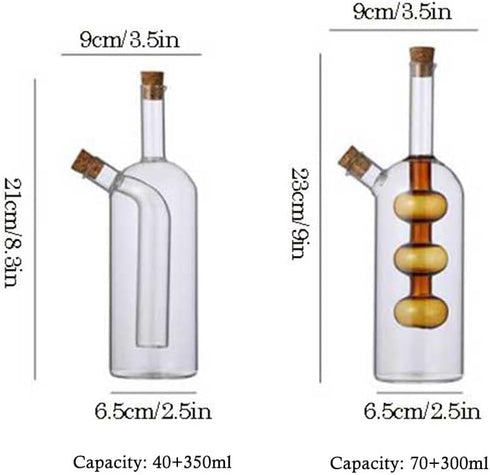 ARGENTFLUX 2 1 40+350ML Oil And Vinegar Dispenser, Oil and Vinegar Dispenser Glass, in Glass Oil and Vinegar Dispenser
