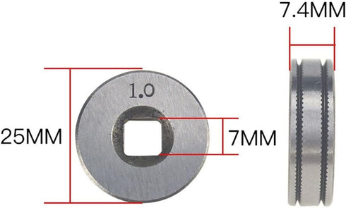 2Pcs 0.8/1.0mm Roll Wheels, Knurled Groove Wire Feed Drive Rollers for Steel Aluminum Flux Cord