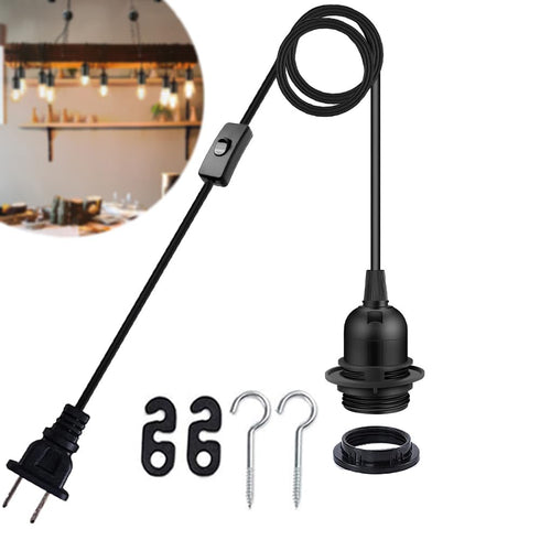 Jacqings Hanging Lantern Extension Cord Cable, E26/E27 Pendant Light Socket with 15ft, On/Off