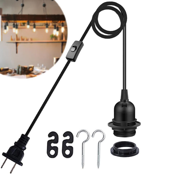 Jacqings Hanging Lantern Extension Cord Cable, E26/E27 Pendant Light Socket with 15ft, On/Off