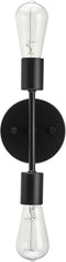 Globe Electric 2-Light Reversible Vanity Light, Matte Black, Minimalist, Open Socket, Horizontal