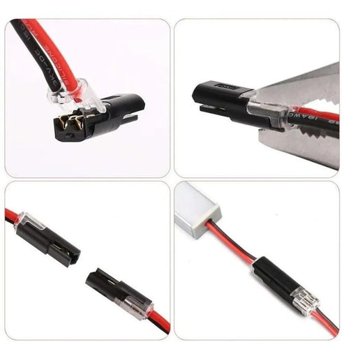 25 PCS Double-Wire Plug-in Connector for 2 Pin 2 Way LED Strip Lights with Locking Buckle