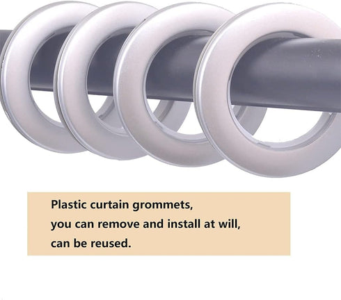 Ailejia 20 Pack Silver Curtain Grommets, 1.7 Inch Inner Diameter Silencer Sliding Grommet Kit for Sheers, Reusable