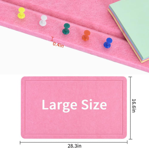 Pink 28"x16" Large Cork Board with 50 Push Pins & Sticky notes, Self-Adhesive Bulletin Board No Damage for Wall, Felt Pin Board for Paste Notes, Photos, Schedules Offices Home by Vuzvuv