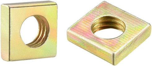 uxcell Square Nuts M6x10mmx3mm, Yellow Zinc Plated Metric Coarse Thread Assortment Kit, 50 Pcs