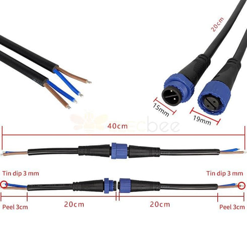 M15 (5Pin 0.3 Elecbee Waterproof Connector Male Female Plug Connector LED Power Connector AC/DC Industrial Cord